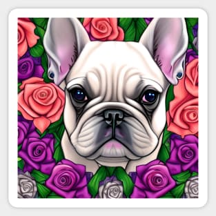 Frenchie In Roses Sticker